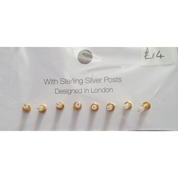 BNWT Set of 4 Big Metal London Neon Studs Shapes w Sterling Silver Posts - Picture 4 of 4